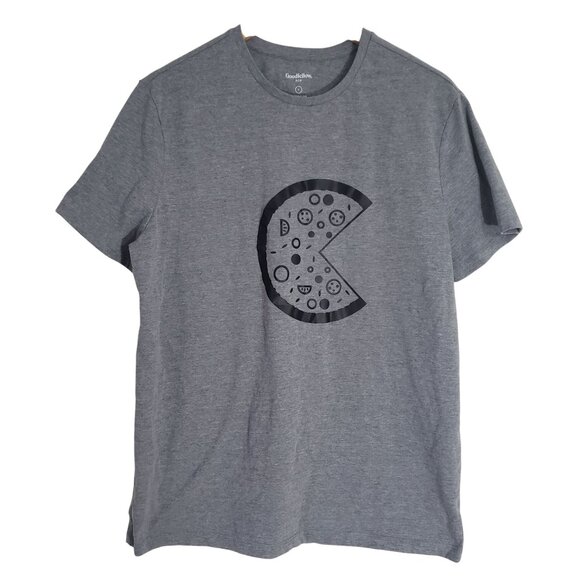 Goodfellow Lyndale Tee Gray T-Shirt With Pizza Slice Graphic Short Sleeve Size L - Picture 1 of 5